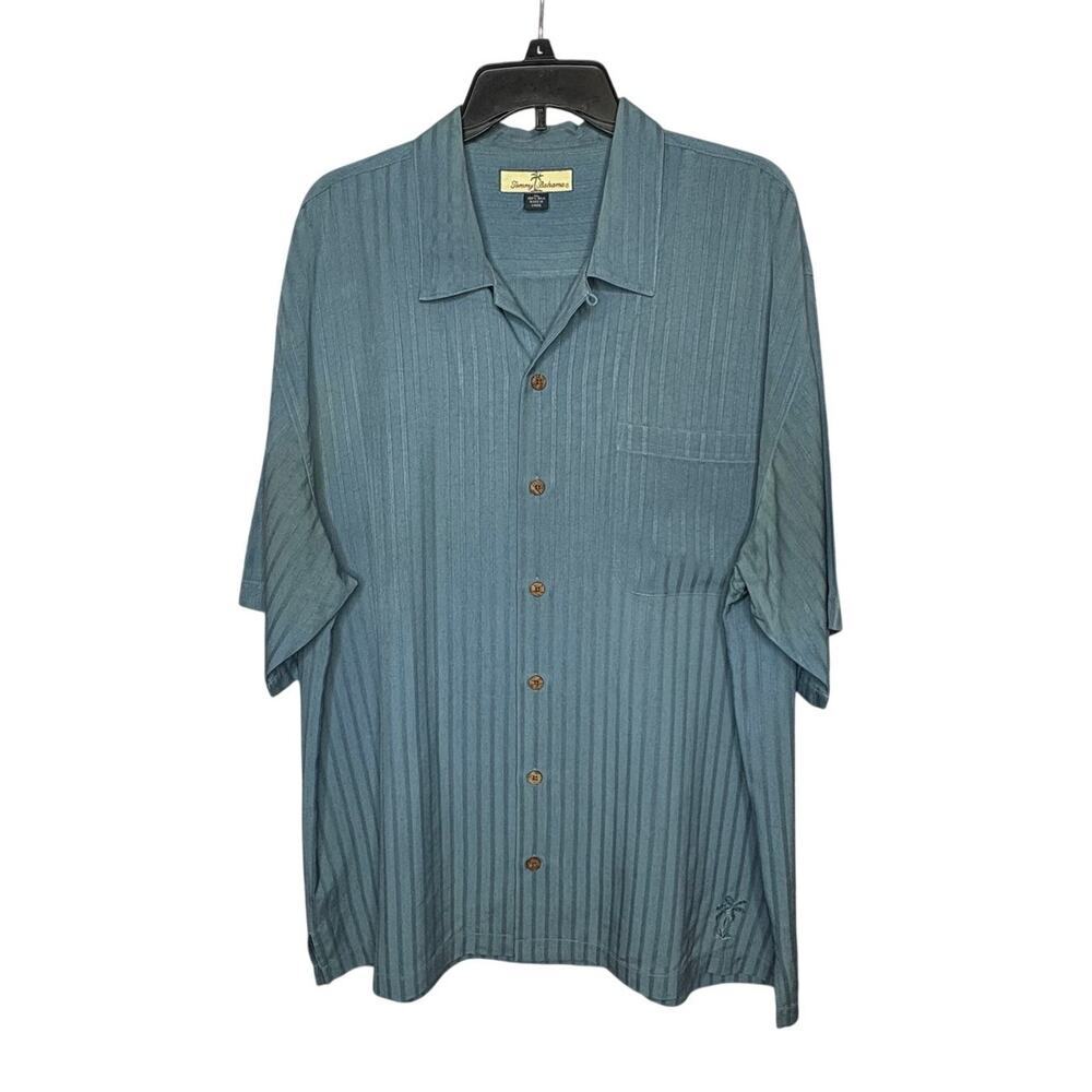 Tommy Bahama Men's 100% Silk Blue Resort Vacation Button Down Camp Shirt Size XL